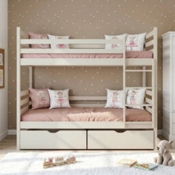 Arte Nemo Cotton Wooden Bunk Bed With Storage 90 X 190Cm - 2 Foam Bonnell Mattresses - thumbnail 1