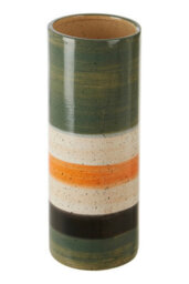 Orsina Sorrell Large Green And Orange Stripe Ceramic Vase - thumbnail 4