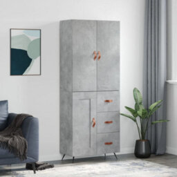 Berkfield Highboard Concrete Grey 69.5X34X180 Cm Engineered Wood - thumbnail 1