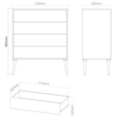 Fuji 4 Drawer Chest Of Drawers In Reed Green (Ready Assembled) - thumbnail 6