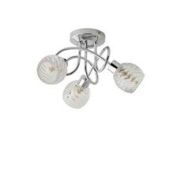 Three Light Ceiling Fitting With Swirl Glass Shades And Adjustable Spotlight Design - thumbnail 2