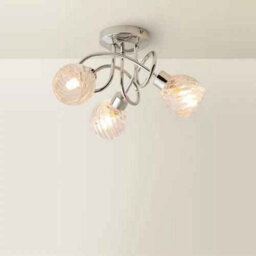 Three Light Ceiling Fitting With Swirl Glass Shades And Adjustable Spotlight Design - thumbnail 4