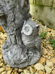 Burgess Barn Owl Bird Bath Stone Statue Outdoor Garden Ornament British Made Feeder - thumbnail 5
