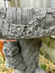 Burgess Barn Owl Bird Bath Stone Statue Outdoor Garden Ornament British Made Feeder - thumbnail 6