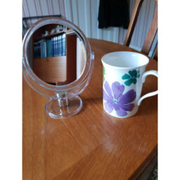 Blue Canyon Free Standing Small Round Plastic Cosmetic Mirror Vanity Makeup Grooming Mirror For Bathroom And Bedroom - thumbnail 2