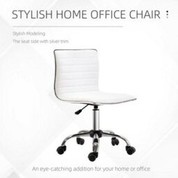 Homcom Armless Mid-Back Adjustable Office Chair With 360 Swivel White - thumbnail 5