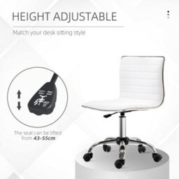 Homcom Armless Mid-Back Adjustable Office Chair With 360 Swivel White - thumbnail 4