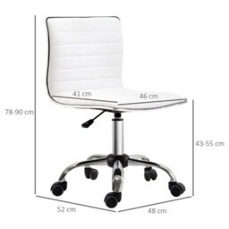 Homcom Armless Mid-Back Adjustable Office Chair With 360 Swivel White - thumbnail 3