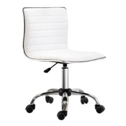 Homcom Armless Mid-Back Adjustable Office Chair With 360 Swivel White - thumbnail 2