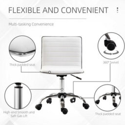 Homcom Armless Mid-Back Adjustable Office Chair With 360 Swivel White - thumbnail 6