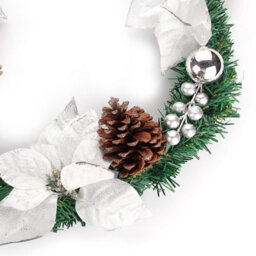36Cm Luxury Pinecone And Foliage Rustic Christmas Wreath - Silver - thumbnail 4