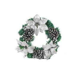 36Cm Luxury Pinecone And Foliage Rustic Christmas Wreath - Silver - thumbnail 2