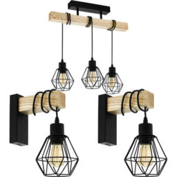 Trendy Black Wire Cage Ceiling Spot Light With 2 Matching Wall Lamps - thumbnail 1