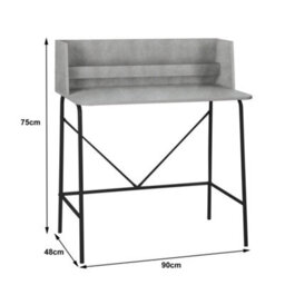Nordlys Metal And Gray Wood Top Desk Industrial Style Bedroom - thumbnail 4