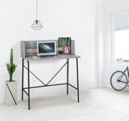 Nordlys Metal And Gray Wood Top Desk Industrial Style Bedroom - thumbnail 3