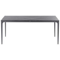 Beliani Garden Dining Table Sovareto 180 Cm 90 Cm Marble Effect Black Marble - thumbnail 5