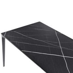 Beliani Garden Dining Table Sovareto 180 Cm 90 Cm Marble Effect Black Marble - thumbnail 6