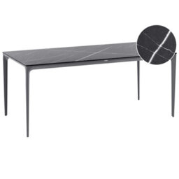 Beliani Garden Dining Table Sovareto 180 Cm 90 Cm Marble Effect Black Marble - thumbnail 1