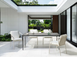 Beliani Garden Dining Table Sovareto 180 Cm 90 Cm Marble Effect Black Marble - thumbnail 2