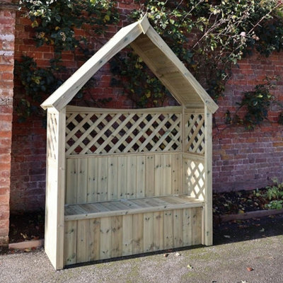 Churnet Valley Garden Furniture Ltd Daisy 3 Seat Trellis Storage Arbour - L60 X W179 X H235 Cm - Partially Assembled - image 1