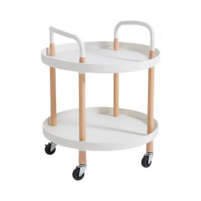 2-Tier Portable Trolley Cart White Castors Kitchen Bedside Balcony - image 1