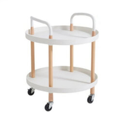 2-Tier Portable Trolley Cart White Castors Kitchen Bedside Balcony - thumbnail 1