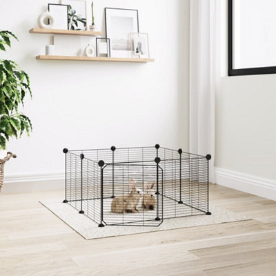 Walplus 8-Panel Pet Cage With Door Black 35X35 Cm Steel - image 1