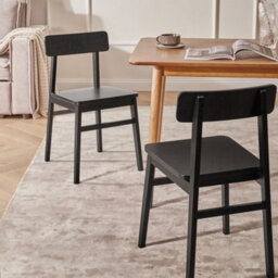 Wyld And Coco Everwood Set Of 2 Black Rubberwood Dining Chairs In Traditional Style - thumbnail 2