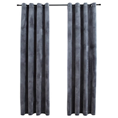Berkfield Elegant Blackout Curtains With Rings 2 Pcs Velvet Anthracite 140X175 Cm