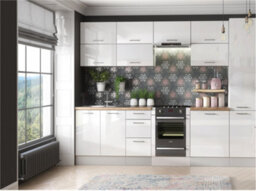 Impact Furniture Kitchen Larder Cupboard Slim Narrow Free Standing 400mm Storage Pantry Unit Light White Gloss Cabinet - Ella - thumbnail 2