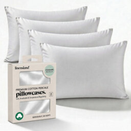 Linensland 4 Pack Cotton Pillowcases  Hotel Quality, Soft & Breathable Standard Size 50X75 Cm, White