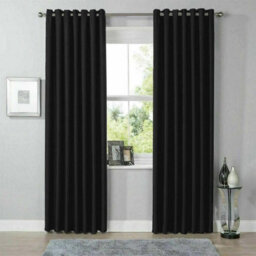 Moonlight Bedding Blackout Polyester Curtain Thermal Natural Black Curtains With Eyelet Header (Pair) 66X90Inch (168X228Cm)