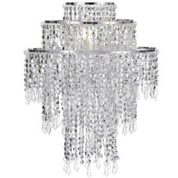 CGC Lighting Cgc Xl Chandelier Light Shade For Ceiling Pendant Light Easy Fit Crystal Lamp Shade Lampshade Diameter 22 Cm 3 Tier Silver - thumbnail 2