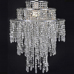 CGC Lighting Cgc Xl Chandelier Light Shade For Ceiling Pendant Light Easy Fit Crystal Lamp Shade Lampshade Diameter 22 Cm 3 Tier Silver - thumbnail 5