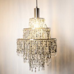 CGC Lighting Cgc Xl Chandelier Light Shade For Ceiling Pendant Light Easy Fit Crystal Lamp Shade Lampshade Diameter 22 Cm 3 Tier Silver - thumbnail 7