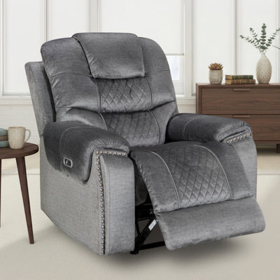 Chenille Fabric Grey Ravenna Electric Recliner Chair - image 1