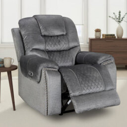 Chenille Fabric Grey Ravenna Electric Recliner Chair - thumbnail 1