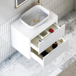 Royal Bathrooms Avenza 800mm Matt White Wall Hung Bathroom Countertop Vanity Unit 2 Drawer With Elva Basin - thumbnail 5