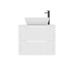 Royal Bathrooms Avenza 800mm Matt White Wall Hung Bathroom Countertop Vanity Unit 2 Drawer With Elva Basin - thumbnail 6