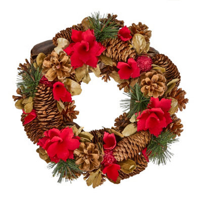 Dibor Woodland Rose Festive Decor Autumn-Winter Front Door Wreath Christmas Wreath 32Cm - image 1