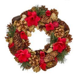 Dibor Woodland Rose Festive Decor Autumn-Winter Front Door Wreath Christmas Wreath 32Cm - thumbnail 1