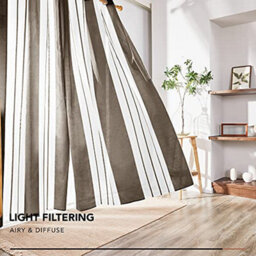 Deconovo Yarn-Dyed Voile Curtains Semi Transparent Net Curtains Sheer Curtains, 55 X 90 Inch Brown 2 Panels - thumbnail 3