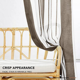 Deconovo Yarn-Dyed Voile Curtains Semi Transparent Net Curtains Sheer Curtains, 55 X 90 Inch Brown 2 Panels - thumbnail 4