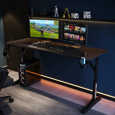 X Rocker Cougar Xl 160Cm Height Adjustable Gaming Desk With Mousepad - Black - image 1