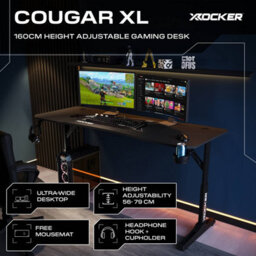 X Rocker Cougar Xl 160Cm Height Adjustable Gaming Desk With Mousepad - Black - thumbnail 2