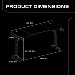 X Rocker Cougar Xl 160Cm Height Adjustable Gaming Desk With Mousepad - Black - thumbnail 7