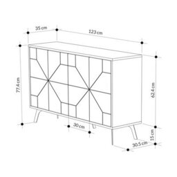 Decortie Dune Modern Sideboard Cabinet - Geometric 4 Door Console Sideboard With Metal Legs Mocha Grey - thumbnail 3