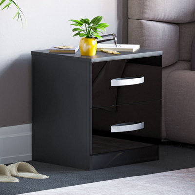 Lassic Vida Designs Hulio Black 2 Drawer Bedside Cabinet (H)470mm (W)400mm (D)360mm - image 1