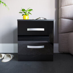 Lassic Vida Designs Hulio Black 2 Drawer Bedside Cabinet (H)470mm (W)400mm (D)360mm - thumbnail 3