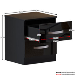Lassic Vida Designs Hulio Black 2 Drawer Bedside Cabinet (H)470mm (W)400mm (D)360mm - thumbnail 2